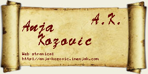 Anja Kožović vizit kartica